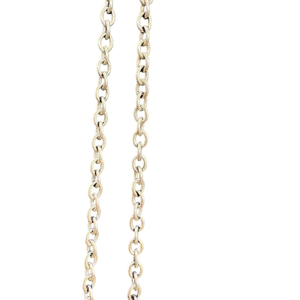 Engraved Leaves Station Double Strand Layered Chain Necklace Silver Tone - Picture 5 of 6